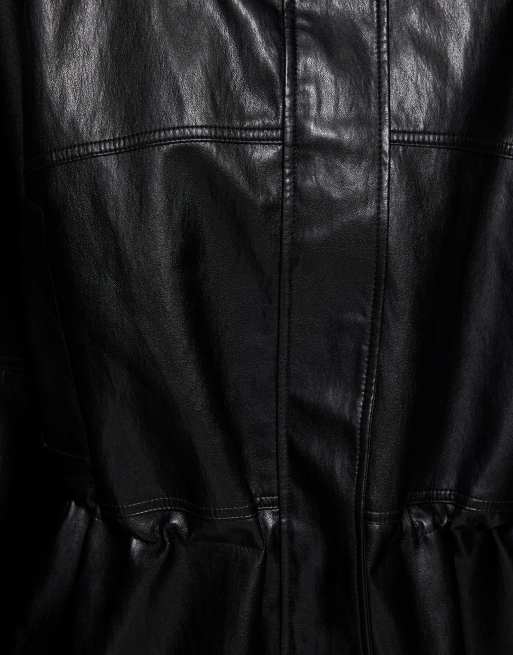 Pull&Bear giacca effetto pelle nera con collo alto, 5 di 6