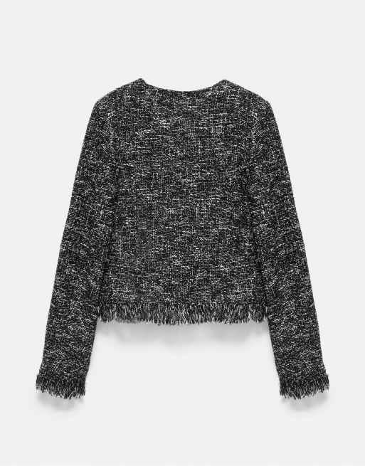 Pull&Bear giacca frangiata nera, 7 di 7