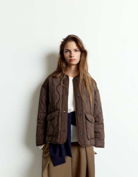Pull&Bear giacca imbottita con tasche marrone - view 1