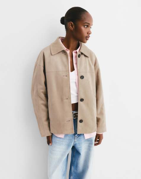 Pull&Bear - Giacca in camoscio sintetico beige - view 1