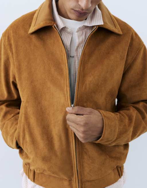 Pull&Bear giacca in camoscio sintetico color caramello, 3 di 7