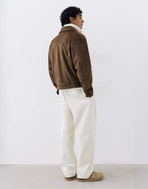 Pull&Bear giacca in camoscio sintetico marrone scuro, 2 di 7