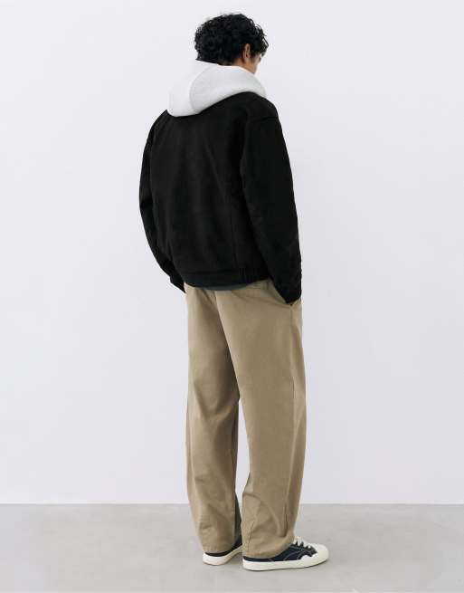 Pull&Bear - Giacca in camoscio sintetico nera, 2 di 7