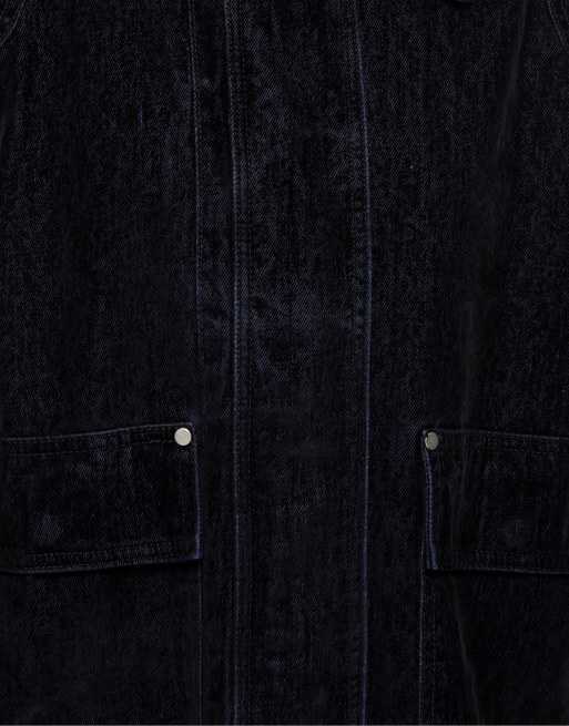 Pull&Bear giacca in pelle di vitello con effetto velluto nera, 5 di 6