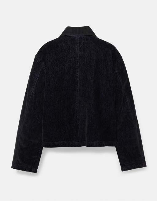 Pull&Bear giacca in pelle di vitello con effetto velluto nera, 6 di 6