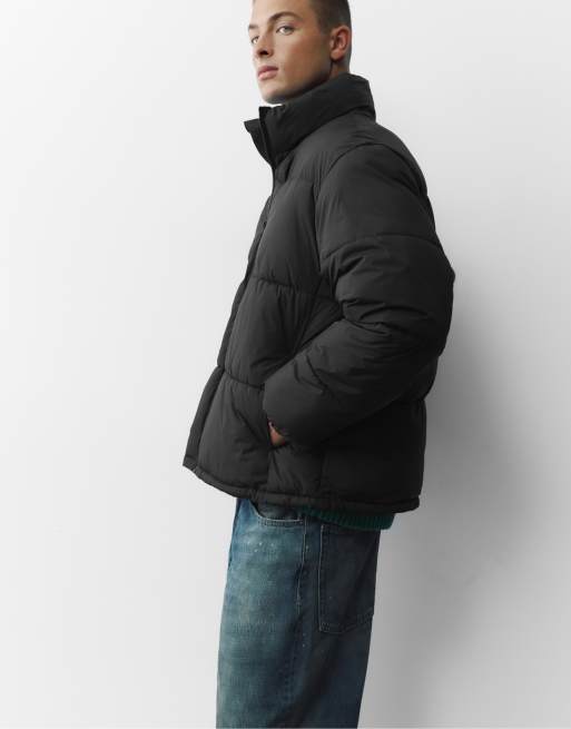 Pull&Bear giacca puffer nera con collo alto, 5 di 7