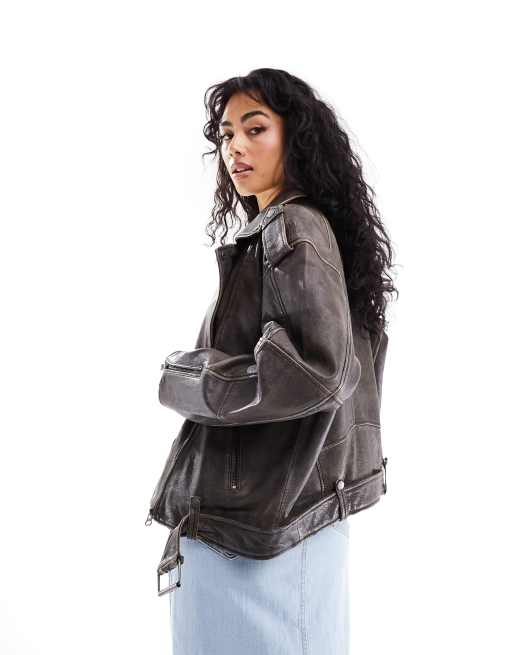 Giacca Pelle Pull And Bear Lederblazer Faux Leather Jacket Pull