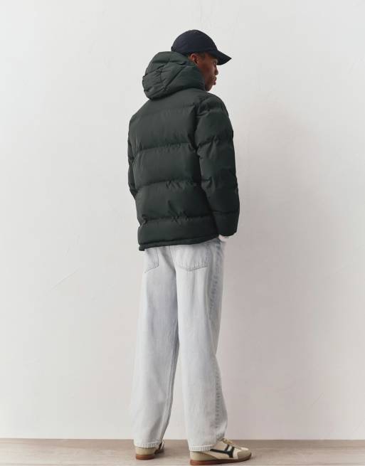 Pull&Bear - Giacca trapuntata verde bottiglia con cappuccio e cuciture sigillate a caldo, 3 di 7