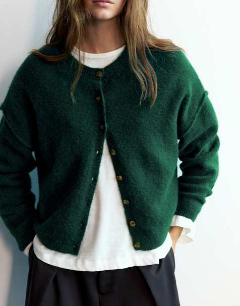 Pull&Bear gilet en maille douce vert bouteille - view 1