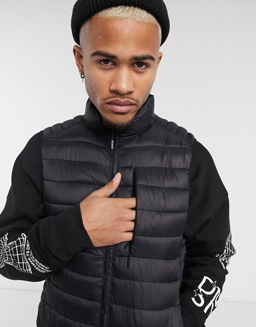Pull&Bear gilet with padding in black