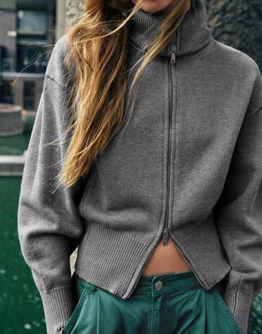 Pull&Bear gilet zippé gris chiné, 3 de 7