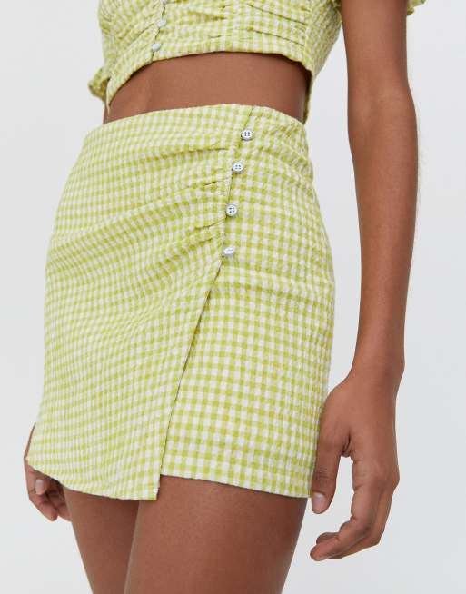 Pull&Bear gingham coordinating skirt in green ASOS