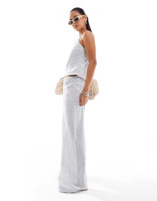 gingham straight leg pants in gray - part of a set