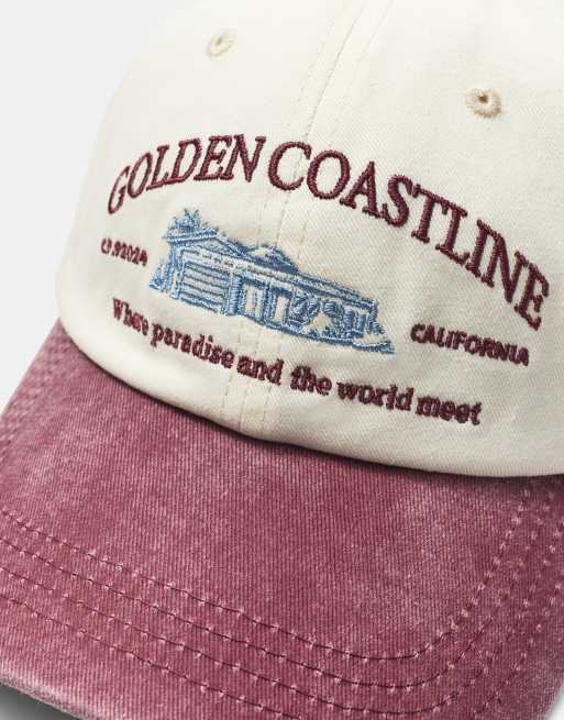 Pull&Bear Golden coastline cap i burgundy, 4 af 5