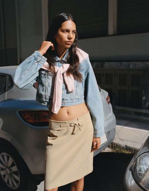 Pull&Bear gonna dritta con fibbia color cammello medio - view 1