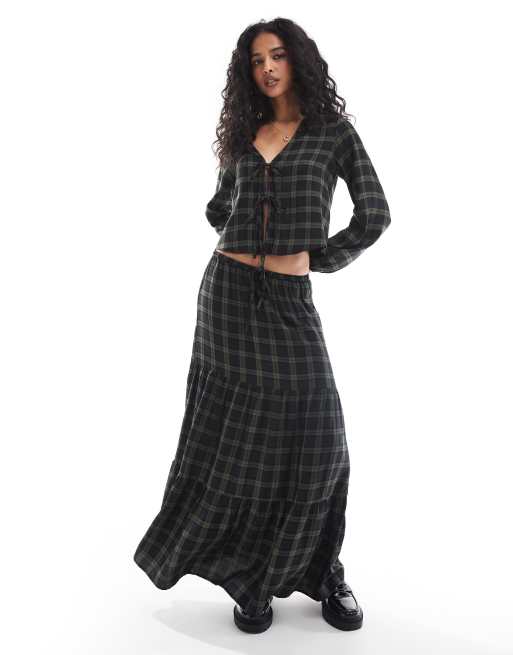 Pull&Bear - Gonna lunga a balze verde a quadri