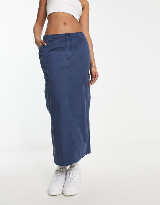 Pull&Bear - Gonna lunga blu navy stile paracadutista