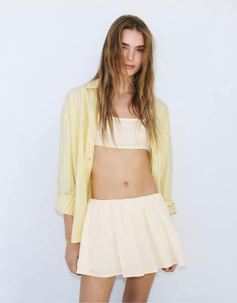 Pull&Bear - Gonna pantalone corta a zampa bianco sporco - view 1