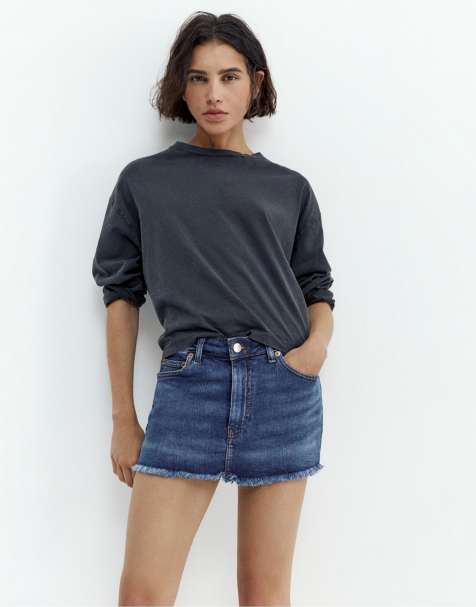 Pull&Bear - Gonna pantalone di jeans color blu scuro - view 1