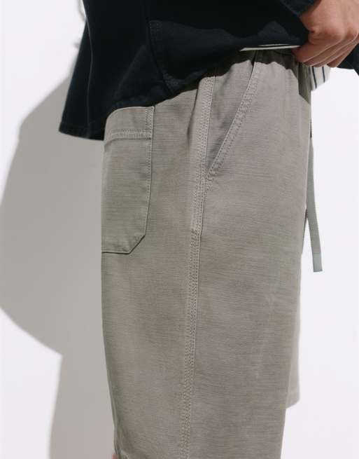 Pull&Bear – Grå bermudashorts med elastisk midja, 3 av 4
