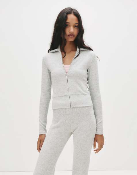 Pull&Bear - Grå blød jakke med lynlås - view 1