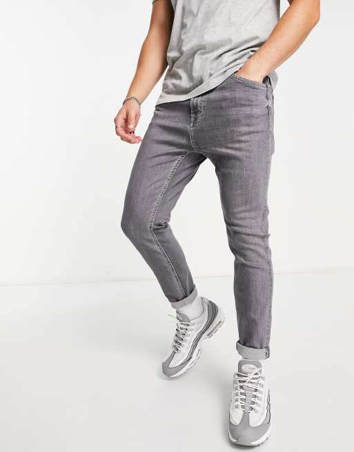 Pull&Bear – Grå, enkla jeans i morotsmodell