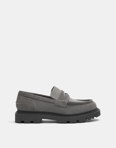 Pull&Bear – Grå grova loafers i läder - view 1