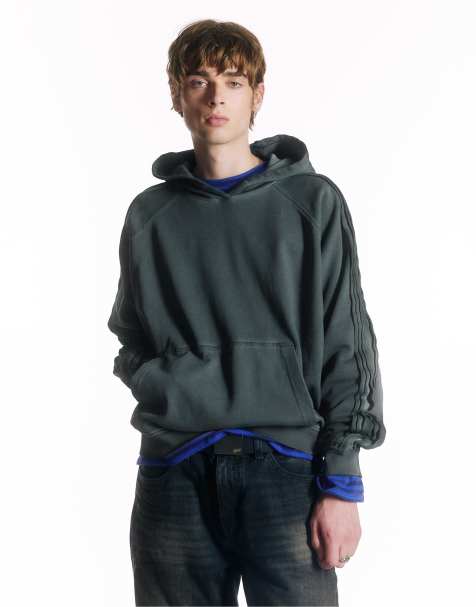 Pull&Bear – Grå huvtröja med tvättad finish - view 1