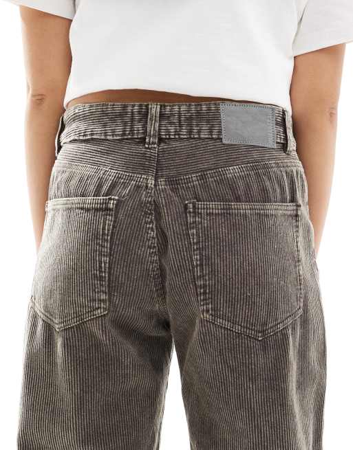 Pull&Bear - Grå jeans med vide ben i fløjl, 4 af 5