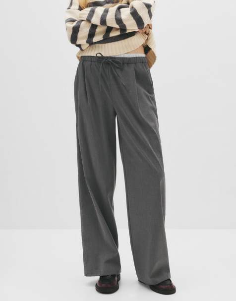 Pull&Bear - Grå joggingbukser med læg - view 1