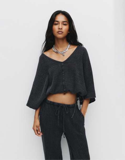 Pull&Bear - Grå justerbar bluse i crepe - view 1