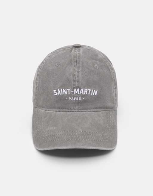 Pull&Bear – Grå keps med 'Saint Martin'-motiv