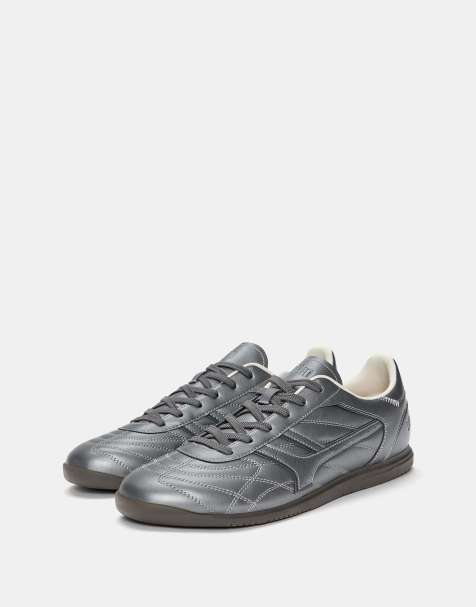 Pull&Bear - Grå metalliske sneakers i retro stil - view 1