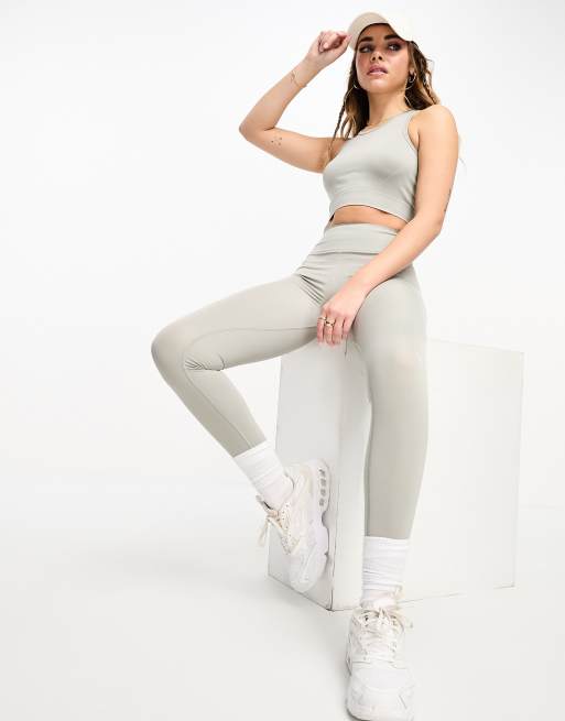 Pull&Bear - Grå sømløse højtaljede leggings - Del af sæt, 3 af 4