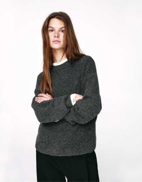 Pull&Bear - Grå sweater i blød strik - view 1