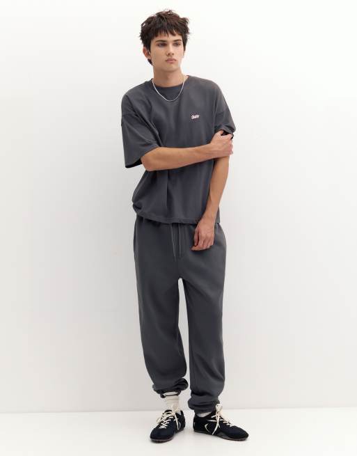 Pull&Bear – Grå t-shirt i oversize med boxig passform och STWD-logga, 4 av 7
