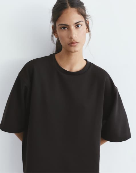 Pull&Bear – Grå t-shirt i oversize med korta ärmar - view 1