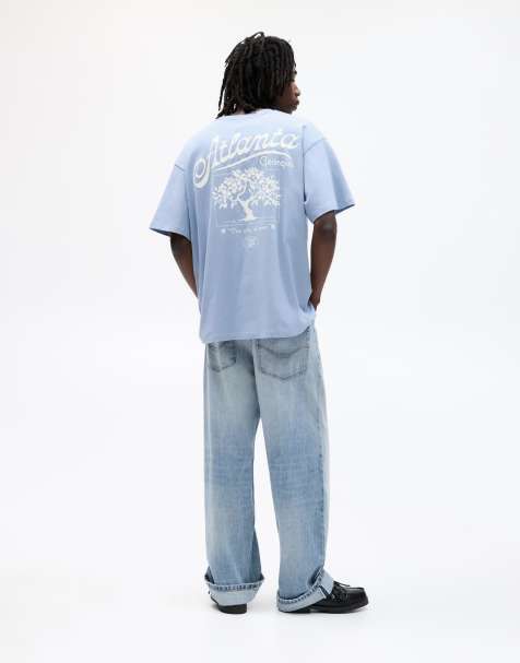 Pull&Bear - Grå T-shirt med 'Atlanta'-print - view 1