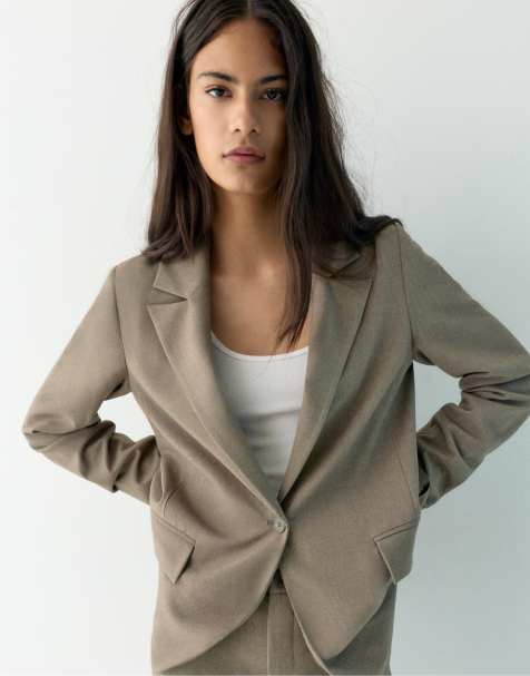Pull&Bear - Gråbrun basis-blazer - view 1