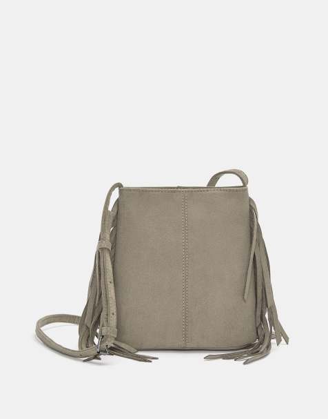 Pull&Bear - Gråbrun crossbody-taske med frynser - view 1
