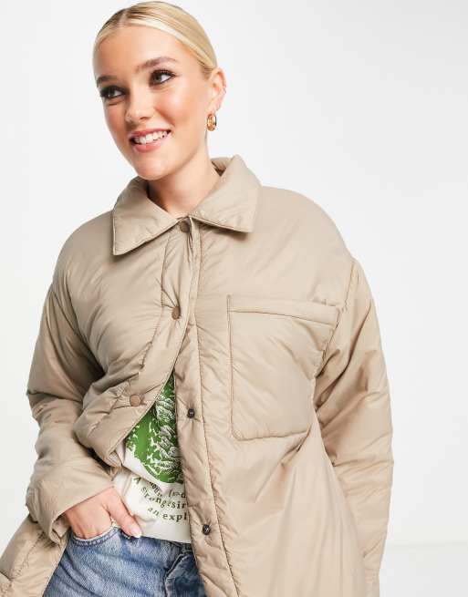 Pull&Bear - Gråbrun jakke med let for i nylon - Kun hos ASOS, 4 af 4