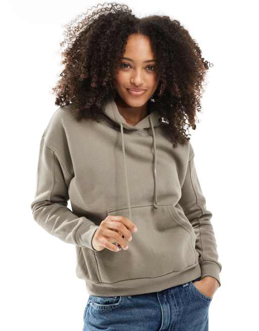 Pull&Bear - Gråbrun oversized hættetrøje