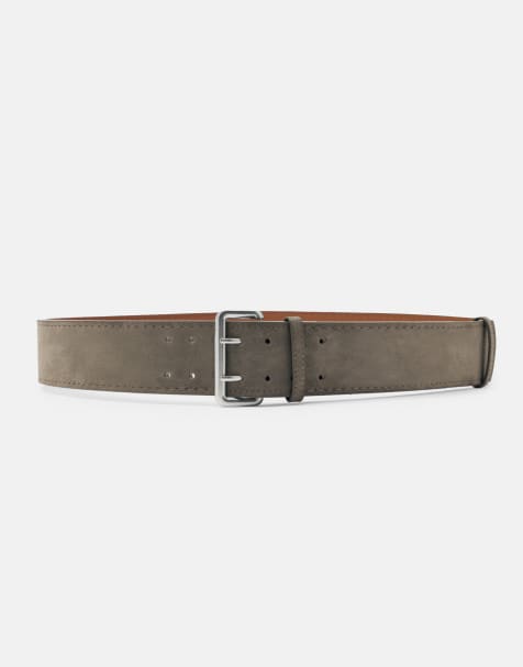 Pull&Bear - Gråbrunt bredt bælte i imiteret ruskind - view 1