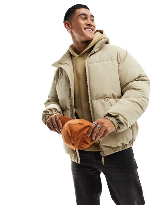 Pull&Bear – Gräddvit pufferjacka i oversize