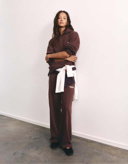 Pull&Bear jersey set in brown, 2 av 3
