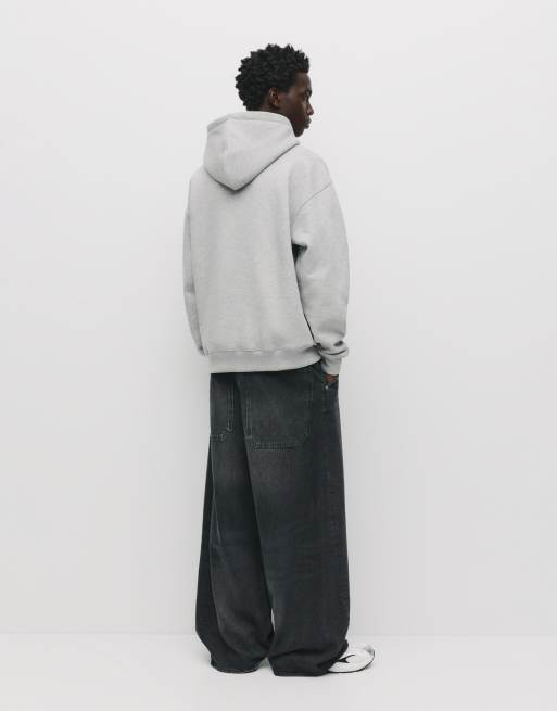 Pull&Bear – Gråmelerad, enkel huvtröja, 3 av 4