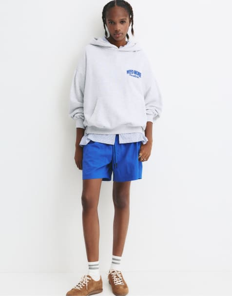 Pull&Bear – Gråmelerad huvtröja med "Vacation"-tryck - view 1