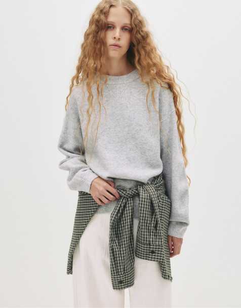 Pull&Bear – Gråmelerad, stickad, mjuk tröja - view 1