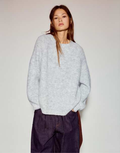 Pull&Bear – Gråmelerad, stickad tröja - view 1