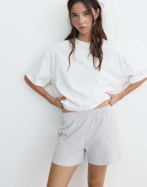 Pull&Bear – Gråmelerade, sportiga shorts med sidoränder - view 1